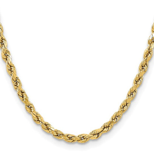 10kt Yellow Gold 5.5mm Semi-solid D/C Rope Chain