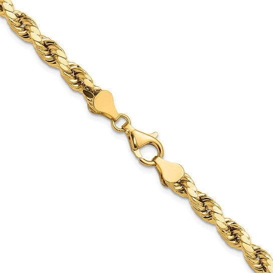10kt Yellow Gold 5.5mm Semi-solid D/C Rope Chain