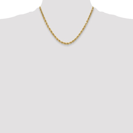 10kt Yellow Gold 5.5mm Semi-solid D/C Rope Chain