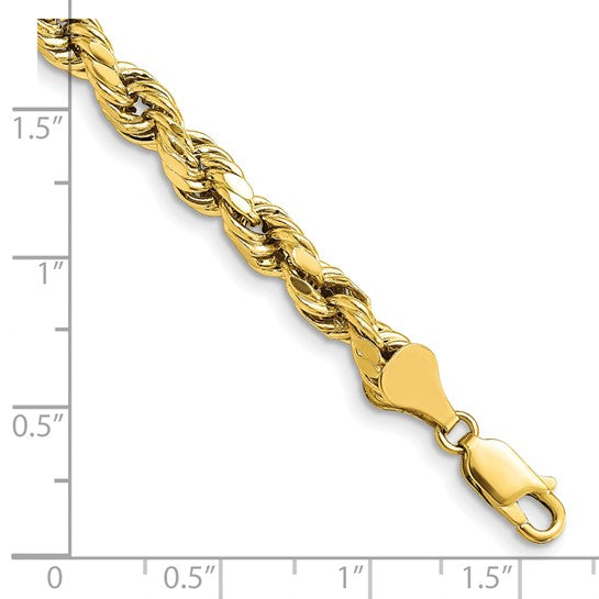 10kt Yellow Gold 5.5mm Semi-solid D/C Rope Chain