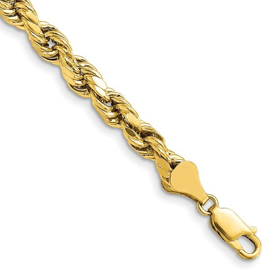 10kt Yellow Gold 5.5mm Semi-solid D/C Rope Chain