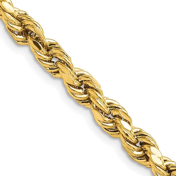 10kt Yellow Gold 5.5mm Semi-solid D/C Rope Chain
