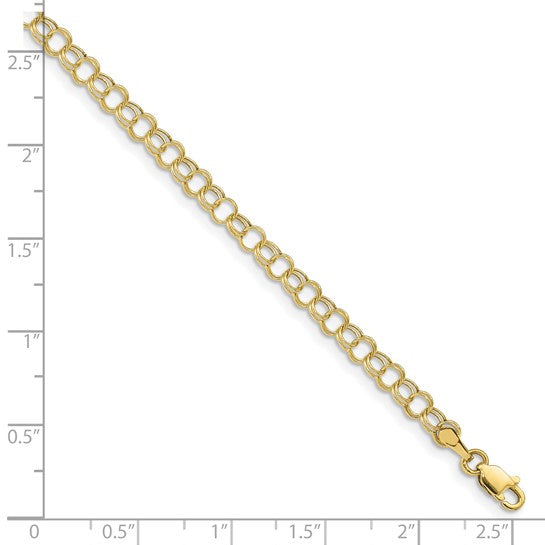 10kt Yellow Gold Hollow Double Link Charm Bracelet
