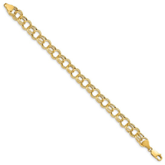 10kt Yellow Gold Hollow Double Link Charm Bracelet