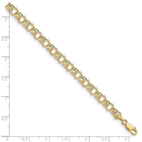10kt Yellow Gold Hollow Double Link Charm Bracelet