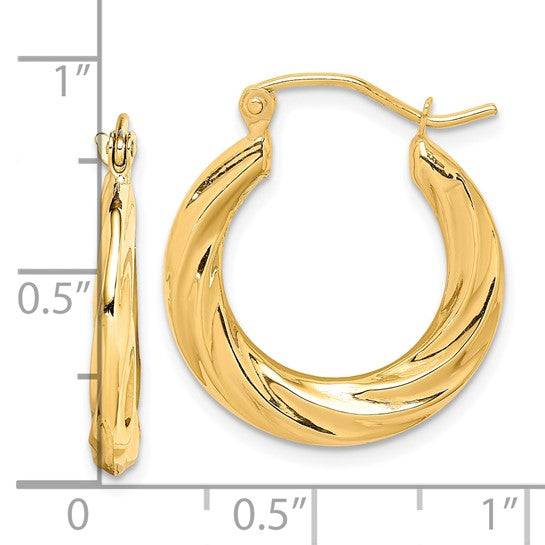 10kt Yellow Gold Fancy Small Hoop Earrings
