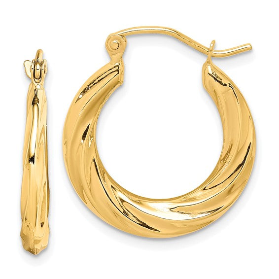 10kt Yellow Gold Fancy Small Hoop Earrings