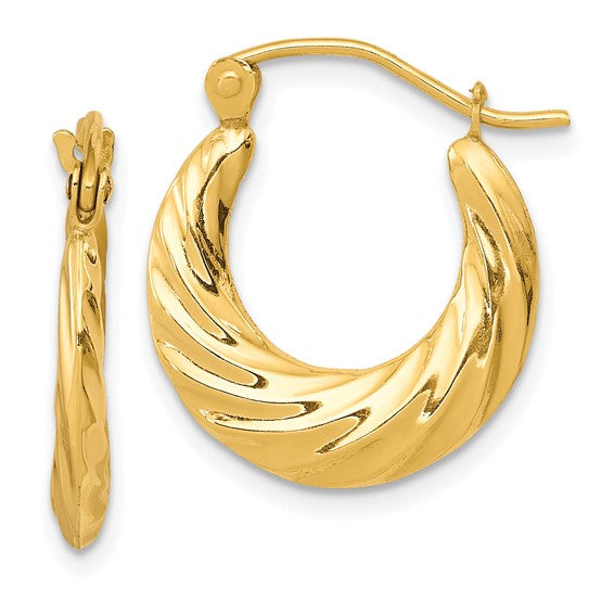10kt Yellow Gold Fancy Small Hoop Earrings