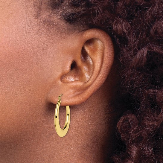 10kt Yellow Gold Polished Hollow Classic Earrings