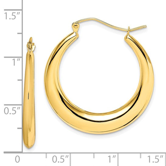10kt Yellow Gold Polished Hollow Classic Earrings