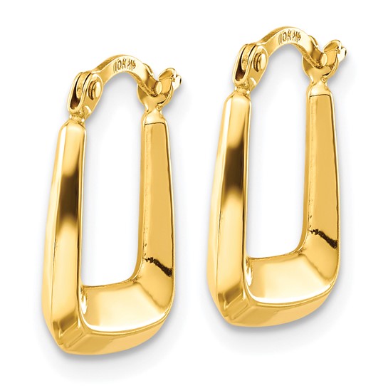 10KT Yellow Gold Hollow Squared Hollow Hoop Earrings