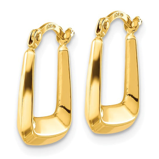 10KT Yellow Gold Hollow Squared Hollow Hoop Earrings