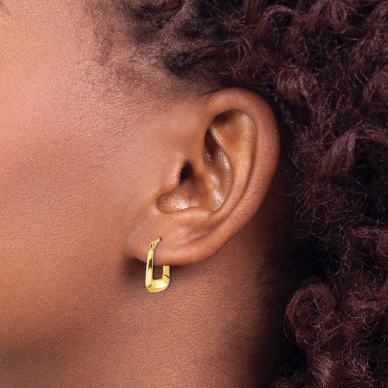 10KT Yellow Gold Hollow Squared Hollow Hoop Earrings