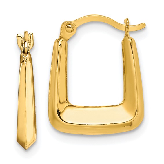 10KT Yellow Gold Hollow Squared Hollow Hoop Earrings
