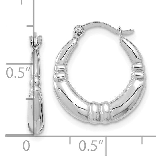 10kt White Gold Polished Hoop Earrings