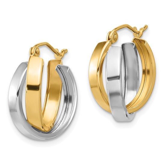 10kt Two-tone Polished Double Hoop Earrings