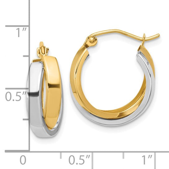 10kt Two-tone Polished Double Hoop Earrings