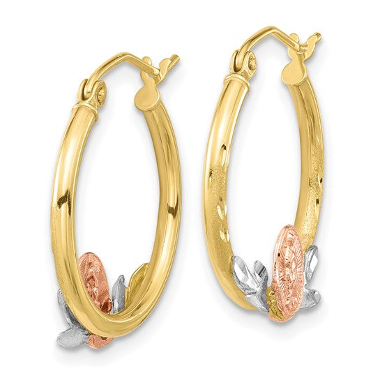10kt Tri-color Guadalupe Hoop Earrings