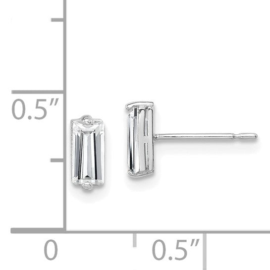 10KT White Gold Polished CZ Stud Earrings