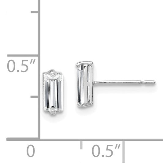 10KT White Gold Polished CZ Stud Earrings