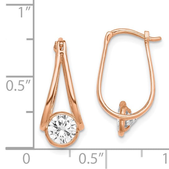 10KT Rose Gold Polished CZ Hoop Earrings