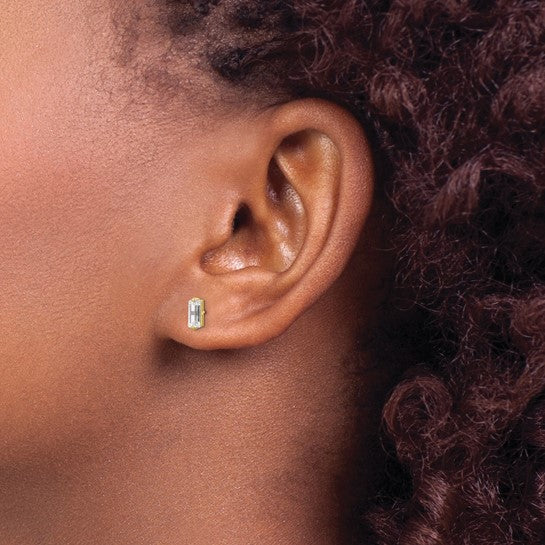 10KT Yellow Gold Polished CZ Stud Earrings