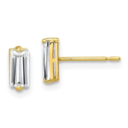 10KT Yellow Gold Polished CZ Stud Earrings