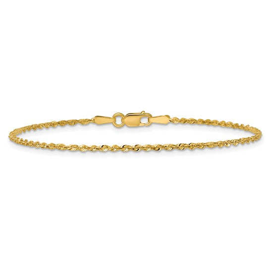 10kt Yellow Gold 1.5mm Extra-Light D/C Rope Chain Anklet