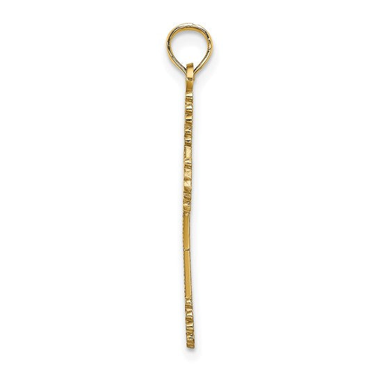 10KT Yellow Gold Beaded Tip Cross w/ Heart Center Charm