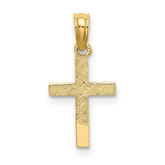 10KT Yellow Gold Polished Mini Cross w/ Heart Charm