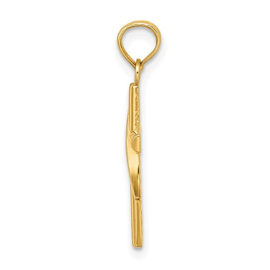 10KT Yellow Gold Polished W/ Banner Cross Charm