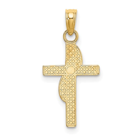 10KT Yellow Gold Polished W/ Banner Cross Charm