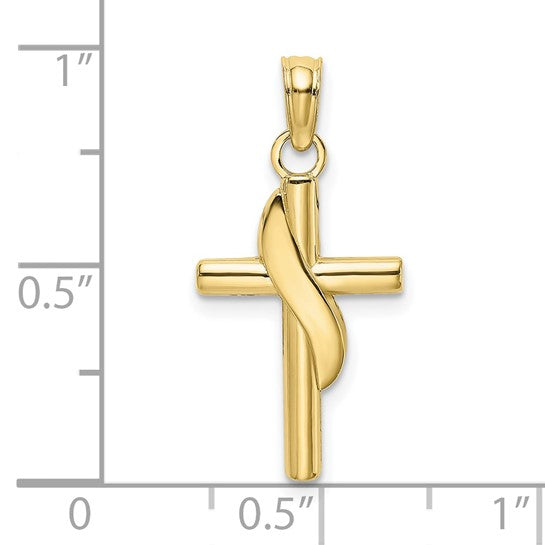 10KT Yellow Gold Polished W/ Banner Cross Charm