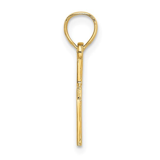 10KT Yellow Gold Diamond Shape Center Mini Cross Charm