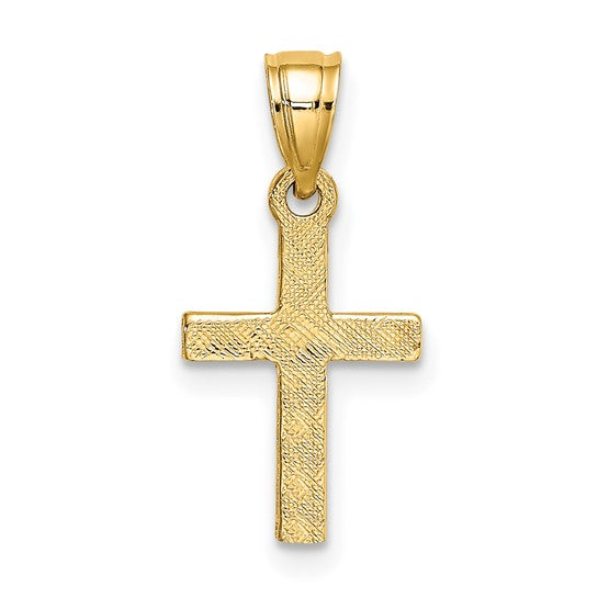 10KT Yellow Gold Diamond Shape Center Mini Cross Charm