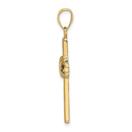10kt Yellow Gold Beaded Center Design Cross Charm