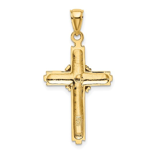 10kt Yellow Gold Beaded Center Design Cross Charm