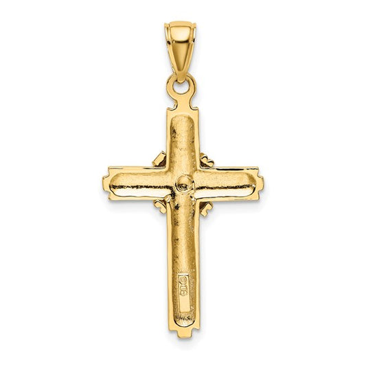 10kt Yellow Gold Beaded Center Design Cross Charm