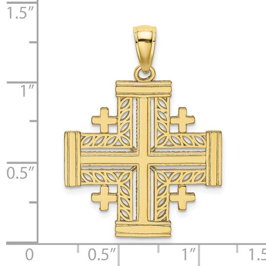 10kt Yellow Gold Cut-Out Jerusalem Cross Charm