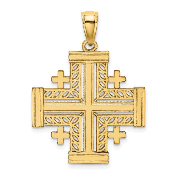 10kt Yellow Gold Cut-Out Jerusalem Cross Charm