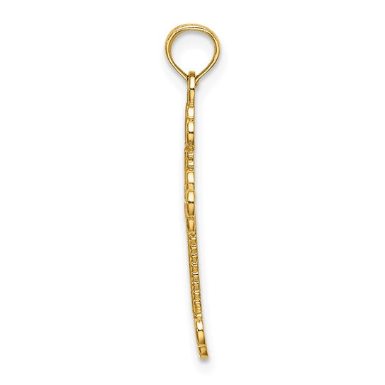 10kt Yellow Gold Textured and Cut-Out W/ Rope Frame Block Cross Charm