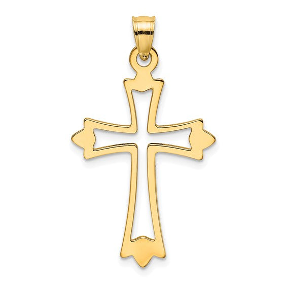 10kt Yellow Gold Polished and Cut-Out Cross Charm