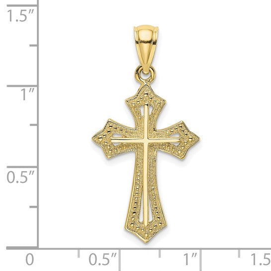10kt Yellow Gold Beaded Cross Charm