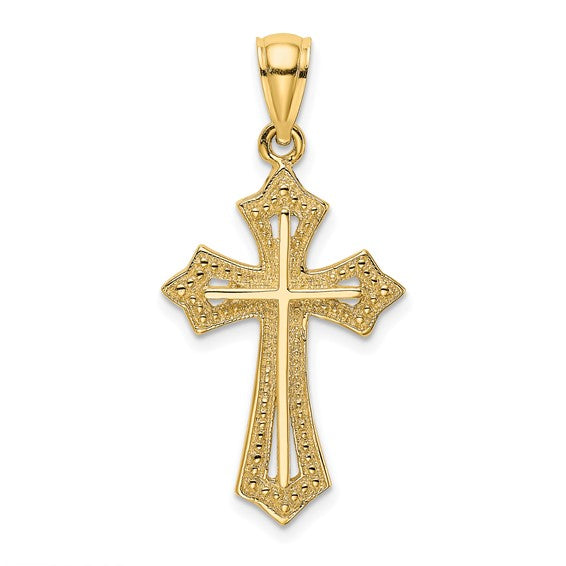 10kt Yellow Gold Beaded Cross Charm