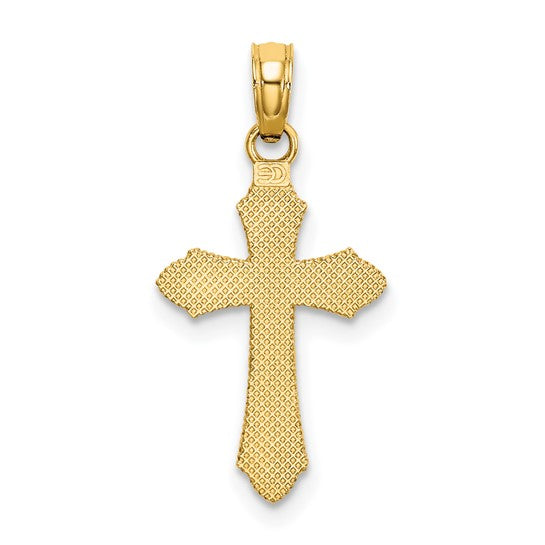10kt Yellow Gold  D/C w/ Beaded Edge Cross Charm