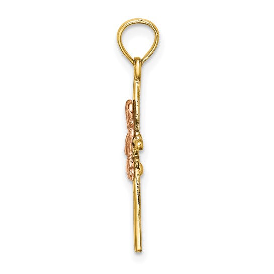 10KT Two-Tone 2-D Boy On Cross Charm