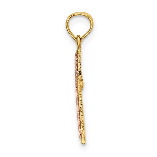 10kt Two-tone Polished Cross Charm