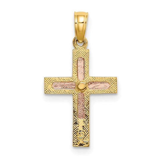 10kt Two-tone Polished Cross Charm
