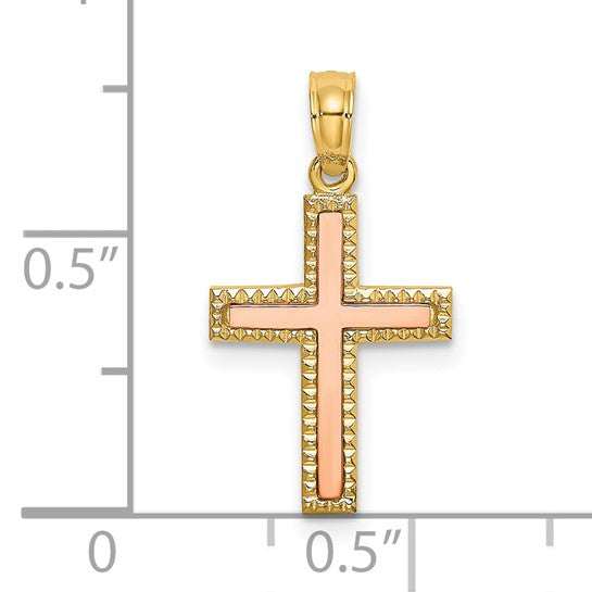 10kt Two-tone Polished Cross Charm