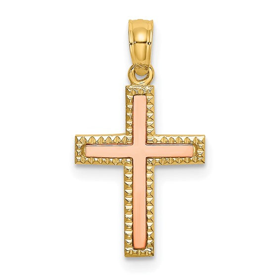 10kt Two-tone Polished Cross Charm